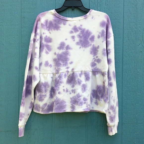BP brand Purple Tie Dye Peplum Hem Sweatshirt Size Medium NWT - Picture 5 of 6